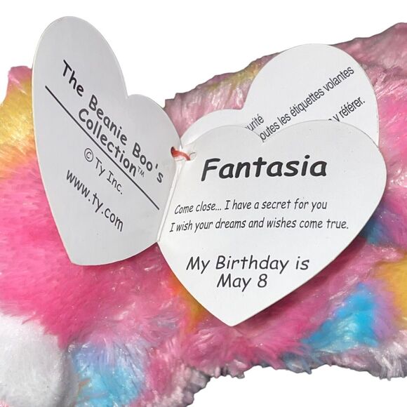Ty Beanie Boos 7" Fantasia Unicorn Tie Dye Plush Stuffed Animal Collectible Gift - Picture 6 of 11